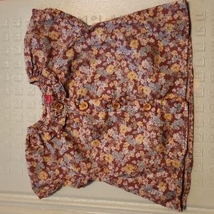 (2 for $10) Worn once! GUC taupe floral short sleeve button shirt baby 12month